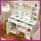 Dressing Table Large Mirror Makeup Dresser Vanity Furniture 3 Drawers & Stool