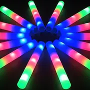 16Pcs 40cm Giant Party Foam Glow Sticks, Led Light Up Wedding Glow Sticks Bulk, 3 Colorful Flashing, Work 8hrs, Glow In The Dark Party Supplies Favors For Wedding/Birthday/Concert/DJ
