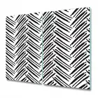 Glass Induction Ceramic Hob Cover herringbone black and white art. 2x30x52