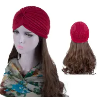 在飛比找蝦皮購物優惠-FD 穆斯林頭巾 帽子民族 條紋 無簷印度包頭帽 hijab