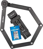 Fischer Foldable Lock with Plastic Coated Rods, Black, 85 cm, Keypad, Easy to Attach, Provides High Level of Protection