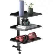 3 Tier Clamp On Desk Shelf - Over Or Under Table Clamp,with Adjustable Metal ...