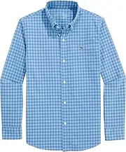 [vineyard vines] Boys Topsail Gingham Featherweight Performance Shirt