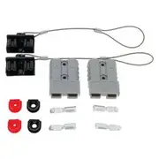 Hulk 4x4 Pkt 2 Grey 50Amp Connector Kit W/2X Plastic Covers, 4X Cable Fixing Plugs - HU6940