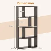4-Tier Geometric Bookcase with 8-Cube Storage Organizer, Grey, 1.2m Height