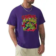 Adelaide Crows AFL Team Ninja Turtles T-Shirt Large Purple