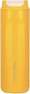 French Press Coffee Maker | Travel Coffee Mug with Snap Flip Lid | Leakproof Reusable Stainless Steel Tumbler Cup | Stainless Steel Thermal Mug for Hot Cold Drinks (Yellow)