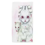 Two of a Kind Albino Elf Girl and Her Albino Ferret Microfiber Beach Towel