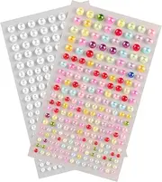 [HOODANCOS] 2 Sheets Self Adhesive Pearl Stickers of Craft Pearl Embellishments for Beauty Makeup Body Decoration and DIY Crafts Strong Adhesion Assorted for Festivals and Parties