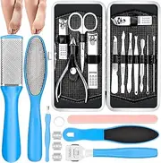 Manicure & Pedicure Kits - 23 in 1 Professional Pedicure Tools Stainless Steel Foot Care and Nail Tools Set, Foot File Foot Rasp Dead Skin Callus Remover Kit for Women Men Home Foot Care, Blue