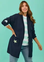 [Virtuelle] Taking Shape Cotton Star Pocket Cardigan Size 20 in Navy - Plus Size Women's Clothing Navy