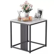 Elegant White Marble Pattern End Table