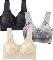 [Kicikol] Emboadlie Rosy Lift Bra, Plus Size Comfort Extra Elastic Wireless Support Lace Bra