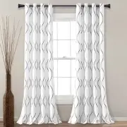 2pk 52"x84" Light Filtering Swirl Curtain Panels Black - Lush Décor