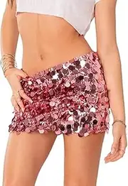 [Generic] Women's Sexy Shiny Sequin Mini Skirt Glitter Low Waist Pencil Skirts Bodycon Dance Party Club Short Skirt