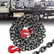 G80 Transport Binder Chain 5/16 Inch x 10 Foot | Tow Chain with Clevis Grab Hooks | 4,900 lbs Safe Working Load | Heavy Duty Chain for Transporting Towing Tie Down Binding Equipment