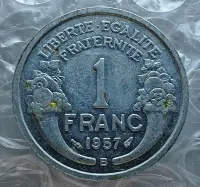 在飛比找Yahoo奇摩拍賣-7-11運費0元優惠優惠-法國硬幣1957年1法郎B版鋁幣22193