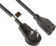 12" Extension Cord with Flat Rotating Plug Black 12 Inch 14 guage