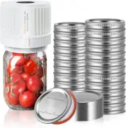 Electric Mason Jar Vacuum Sealer Kit White & Mason Jar Lids and Rings 48Pcs/24 S