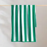 Striped Cabana Cotton Terry Beach Towel - Emerald