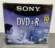 Sony DVD+R 1x - 16x Recordable 120-minute 4.7GB 10DPR47R4 10-Pack, New Sealed