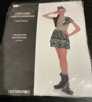 Camo Army Cadet Child XL Girls Halloween Costume Hat & Dress Army