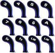 Pack of 12 Golf Head Cover Exquisite Protector Mesh Covers Zipper Wear-Resistance Sports Equipment Driver Protective Gear