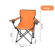 GGP 2Pcs Orange Portable Folding Camping Chair With Armrests And Cup Holder