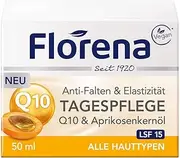 Florena Anti-Wrinkle Day Cream Q10 & Apricot Kernel Oil, Vegan, 1er Pack (1 x 50 ml