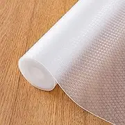 18×197in Plastic Shelf Liner, Anti-Moisture and Anti-Mold Drawer Protection Mat, Plastic Cabinet Liners Washable Fridge Liners Cupboard Pad for Kitchen Pantry Refrigerator (Transparent)