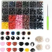 Safety Eyes and Noses for Amigurumi, Stuffed Crochet Eyes with Washers, Craft Doll Eyes and Nose for Teddy Bear, Crochet Toy, Stuffed Doll and Plush Animal (Various Sizes) - 1040Pcs