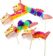 Totority Dragon Puppetry Kit 4 Pack Chinese Traditional Dragon Crafts Decorative Supplies for Home Random Style