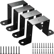Post Base - Adjustable Deck Post Base Brackets | 4x4 in Deck Mount Metal Fence Connectors, Heavy Duty Black Strap Anchors for Outdoor, Indoor, Garden, Patio, Yard Supplies for Home