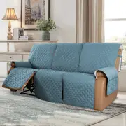 Recliner Sofa Cover for 1/2/3 Seater with Pocket, Slipcovers Reversible Washable Elastic Adjustable Strap for home, Stone BLue
