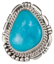 Navajo Native American Castle Dome Turquoise Ring Size 7 by Charley SKU229587