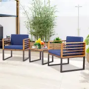 CostwayOutdoor Conversation Set with Cushioned Armchairs for Porch