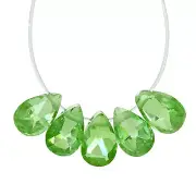 6 Cubic Zirconia Flat Pear Briolette Beads 4 x 6mm " Light Emerald Green " 96058