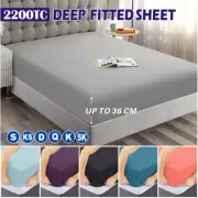 Hotel 2200TC Extra Deep Ultra Soft Fitted Sheet Single Queen Super King Size Bed