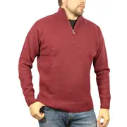 100% SHETLAND RAGG WOOL Half Zip Up Knit JUMPER Pullover Mens Sweater Knitted