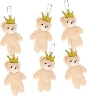 Kisangel 6pcs Mini Bear Plush Toys Keychain Pendants Backpack Charms Stuffed Animal Pendants