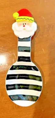 MudPie North Pole Pattern, Spoon Rest, Santa with Black and White Stripe Pattern