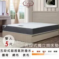 在飛比找Yahoo!奇摩拍賣優惠-HH快樂家 床墊 卡莉絲名床 超透氣防潑水五段式5尺獨立筒床