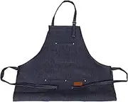 Men Women Universal Hair Cutting Apron Denim Blue Stylist Work Shop Bib Catering Machinist Aprons