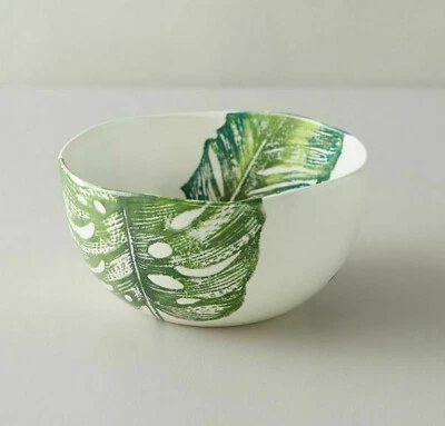 Anthropologie Ceramic Monstera Leaf Serving Bowl Handmade Italy Terrain 9.5" NEW