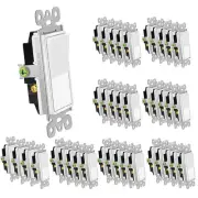 15A 120/277V 3-Way Wall Light Switch On/Off Rocker Paddle Switch UL White x40PK