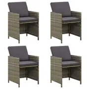 Garden Chairs with Cushions 4 pcs Poly Rattan Grey vidaXL