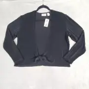 Chicos Travelers Womens 2 US: 12 Medium Black Slinky Tie Front Cardigan Jacket