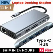 11 in 1 Laptop Docking Station Type-C HUB HDMI HD 4K USB 3.0 VGA PD SD /TF melb