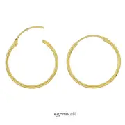 Gold Plated Sterling Silver Hinged Sleeper Endless Hoop Earrings Conncetor 20mm