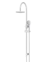 Meir Round Gooseneck Shower Set with 200mm rose, Three-Function Hand Shower - Polished Chrome
